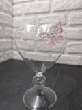 Heart Shaped Glass Butterfly Tumbler with Straw