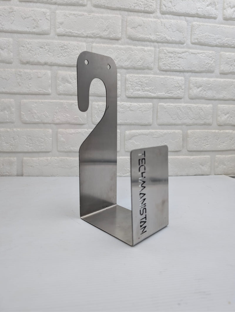 Stainless Steel Wall-Mounted Garden Hose Holder - Silver