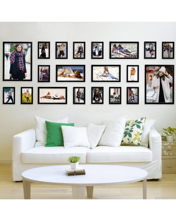 Set of 20 - Photo Frames Collage Wall Hanging Wall Decor Set - Black My Store