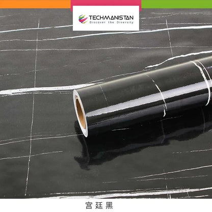Self Adhesive Marble Design Furniture Stickers PVC Wallpaper Cabinets Gloss Film Techmanistan