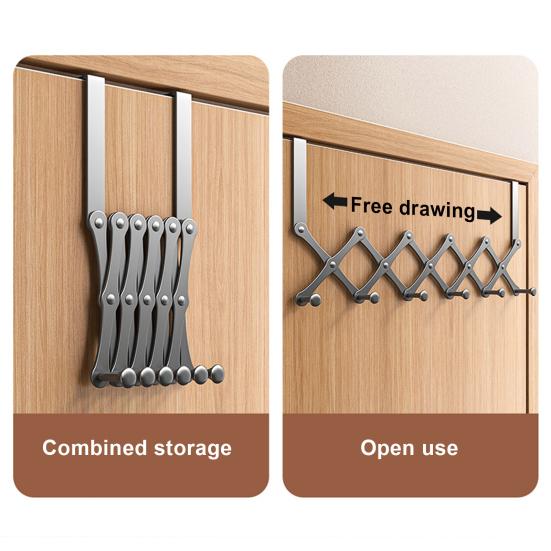Retractable Over The Door Hook Organizer Rack