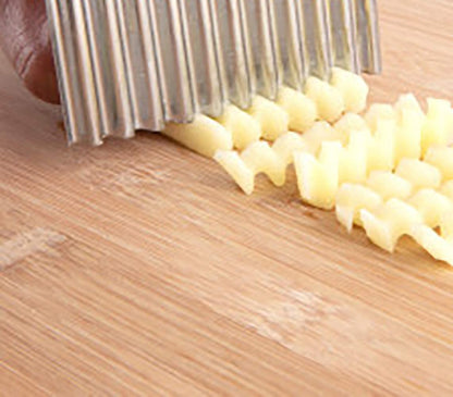 Multifunctional Stainless Steel Potato Wavy Knife Cutter Crinkle Chip Cutter Potato Slicer Stainless Steel Corrugated Knife Wavy Cutter French Fry Cutter Kitchen Gadget Cucumber Carrot Fruit Vegetable My Store