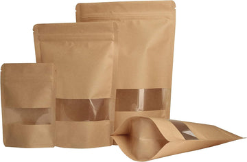 Pack of 10 - Kraft Paper Standup Self Sealing Zipper Pouch Techmanistan