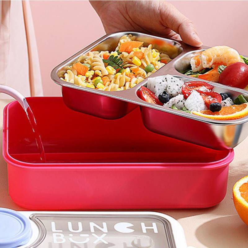 750ml Reusable 3 Compartment Thermos Insulated Bento Box