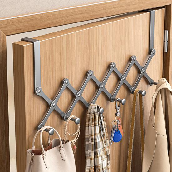 Retractable Over The Door Hook Organizer Rack
