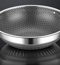 Honeycomb Laser Coated Wok With Lid – Dual Handle Stainless Steel Karahi