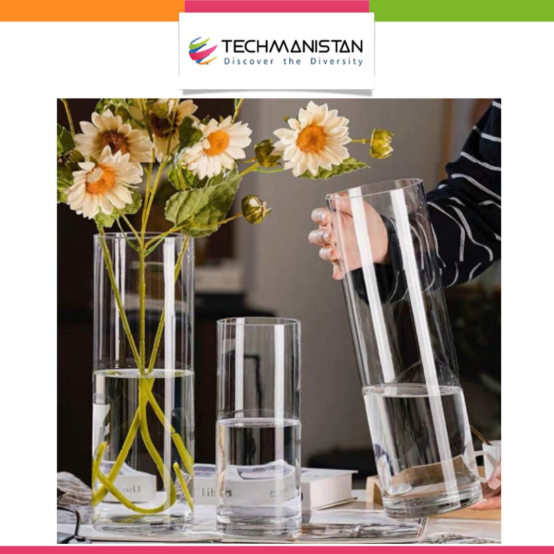 Acrylic Clear Cylinder Flower Vase - Techmanistan in Pakistan