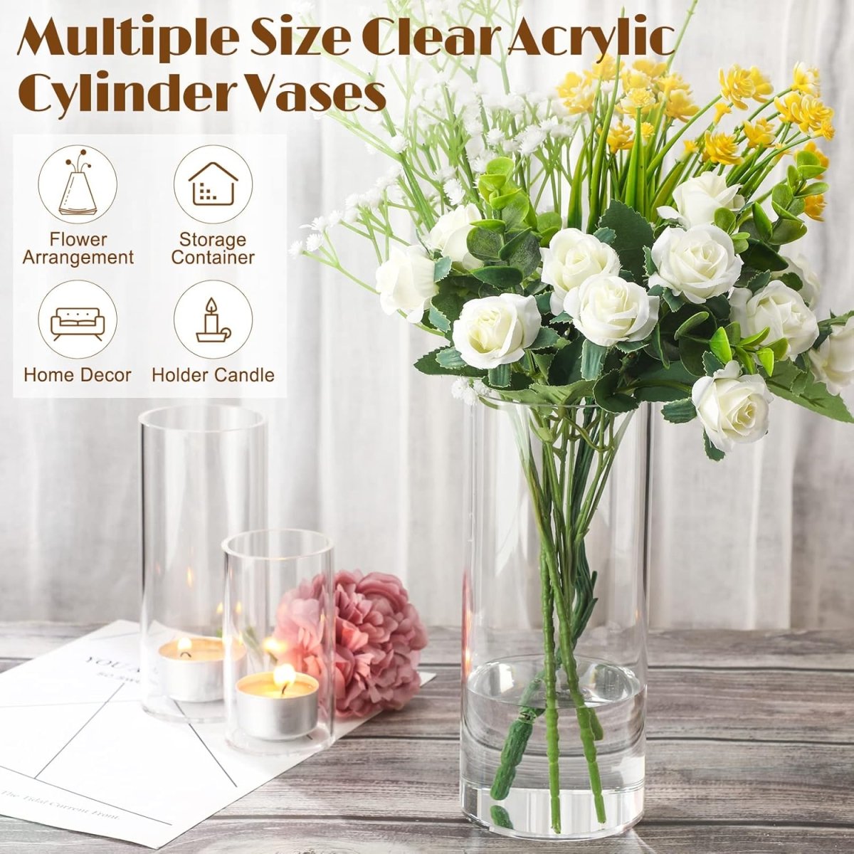Acrylic Clear Cylinder Flower Vase - Techmanistan in Pakistan