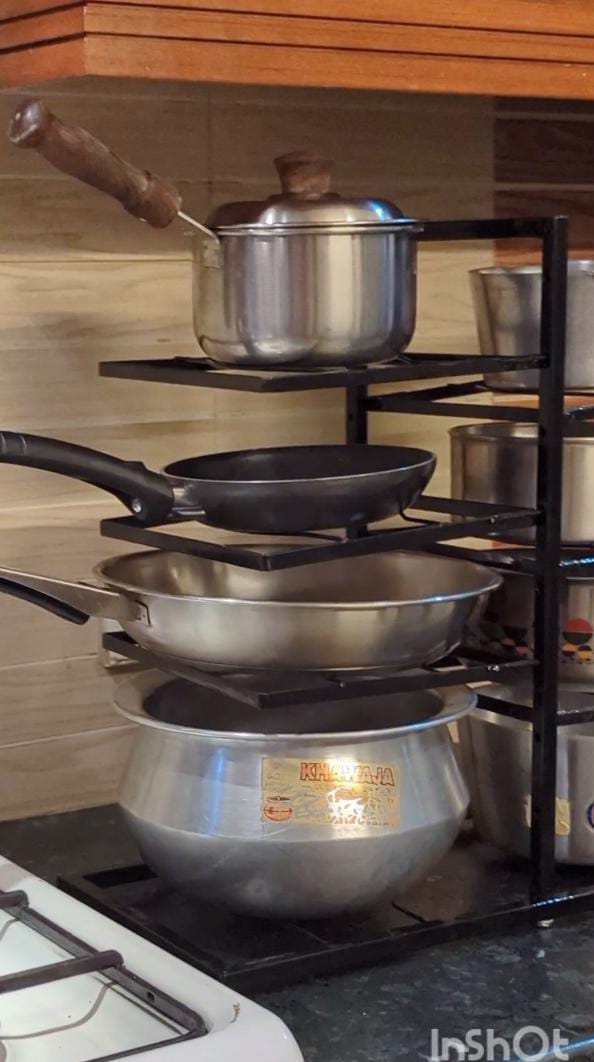 Adjustable 8 - Shelf Pot Stand Rack | Space - Saving Kitchen Organizer for Cookware - Techmanistan in Pakistan