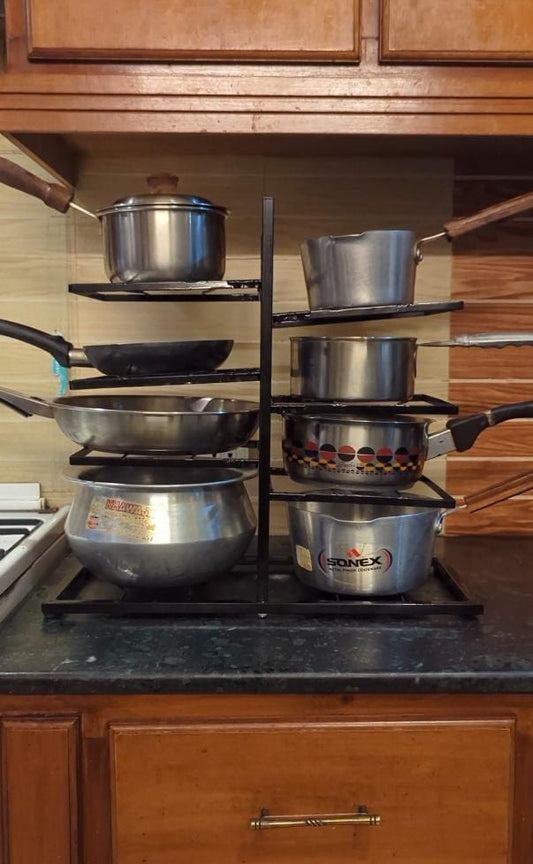 Adjustable 8 - Shelf Pot Stand Rack | Space - Saving Kitchen Organizer for Cookware - Techmanistan in Pakistan