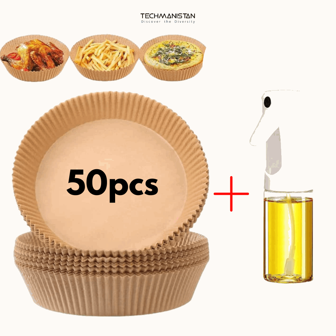 Air Fryer Disposable Paper Liner and Oil Sprayer Bottle - Techmanistan in Pakistan