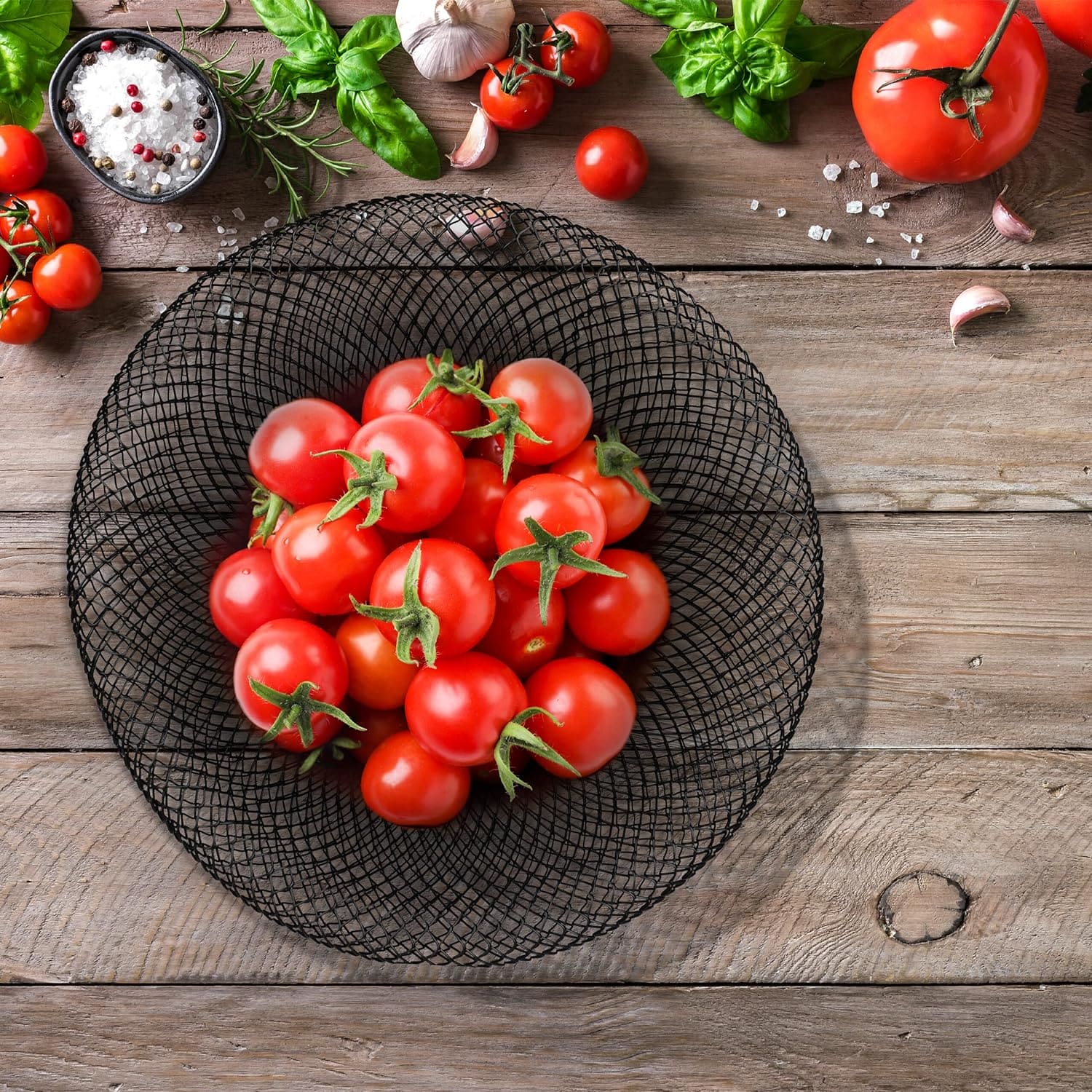 Dual Mesh Fruit Basket Nordic Round Storage Table Basket Techmanistan