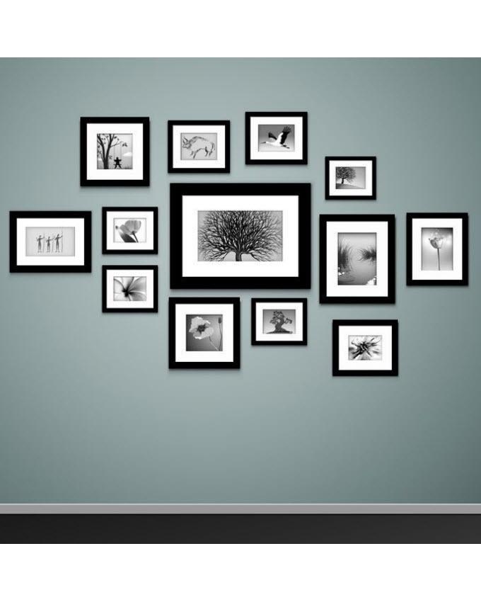 Pack of 13 - Photo Frames Collage Wall Hanging Wall Decor Set - Black My Store