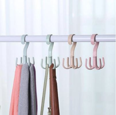 Random Color - 360° Rotating 4 Hooks Hanger, Multipurposed Hanger With 4 Claws My Store