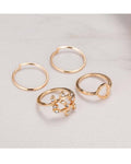 Pack of 4 - Golden Alloy Gold Plated Rings For Women--Techmanistan-My Store