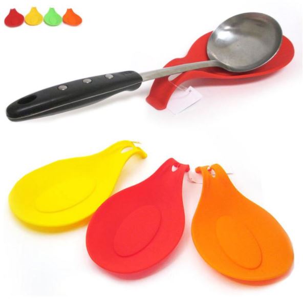 Soft Silicone Spoon Insulation Mat Silicone Heat Resistant Placemat Tray Spoon Rest Pad - Random Color