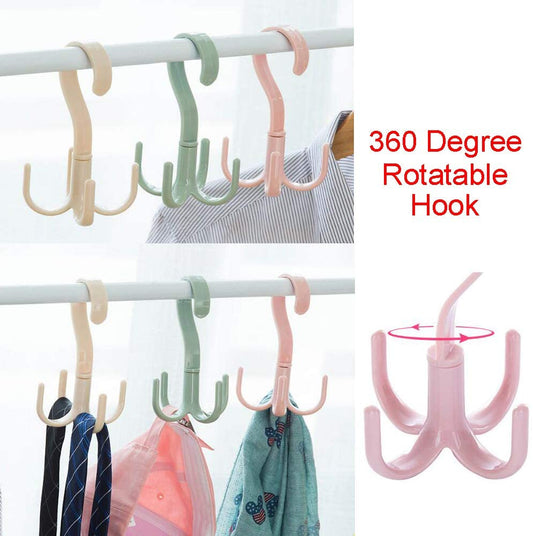 Random Color - 360° Rotating 4 Hooks Hanger, Multipurposed Hanger With 4 Claws My Store