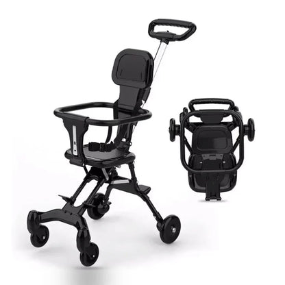 Baby Stroller, Foldable Four-wheeled Child Stroller, Lightly and easly Foldable Child Stroller, Suitable For 1-5 Years Old High Landscape Auxiliary Baby Artifact - Techmanistan