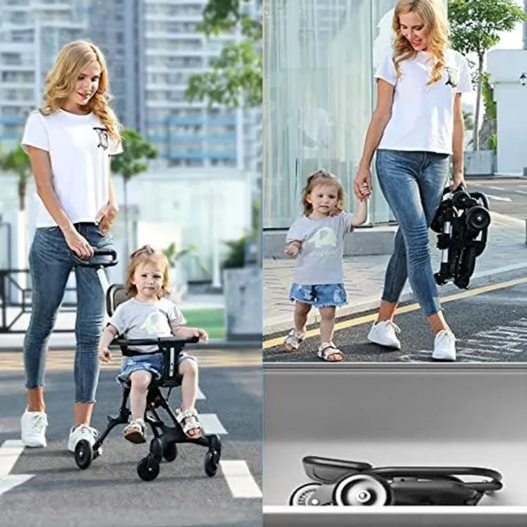 Baby Stroller, Foldable Four-wheeled Child Stroller, Lightly and easly Foldable Child Stroller, Suitable For 1-5 Years Old High Landscape Auxiliary Baby Artifact - Techmanistan