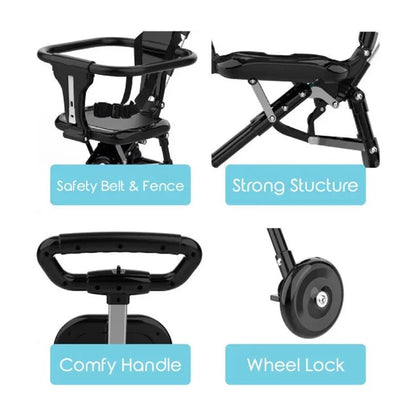 Baby Stroller, Foldable Four-wheeled Child Stroller, Lightly and easly Foldable Child Stroller, Suitable For 1-5 Years Old High Landscape Auxiliary Baby Artifact - Techmanistan