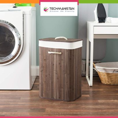 Bamboo Foldable Laundry Hamper - Techmanistan in Pakistan