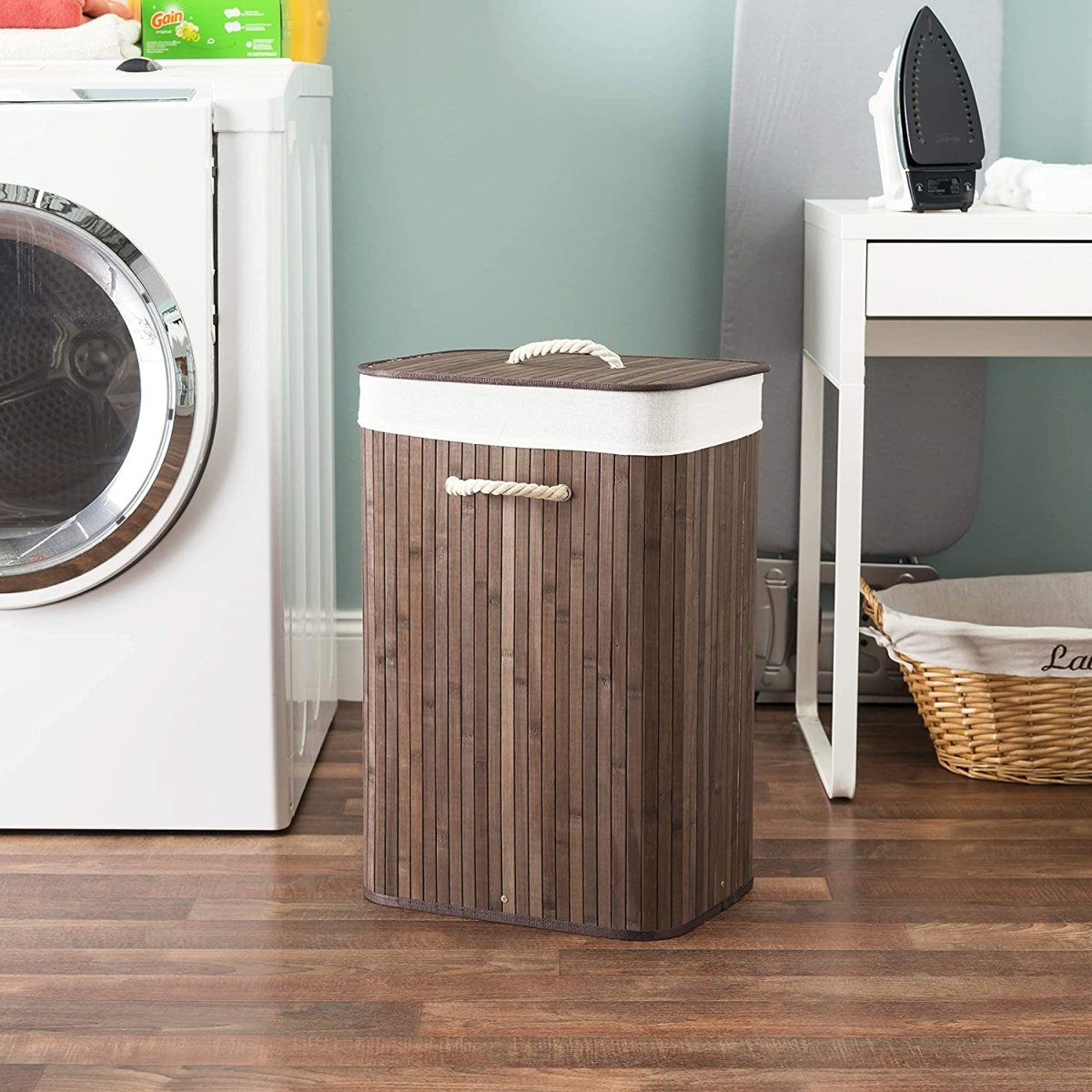 Bamboo Foldable Laundry Hamper - Techmanistan in Pakistan