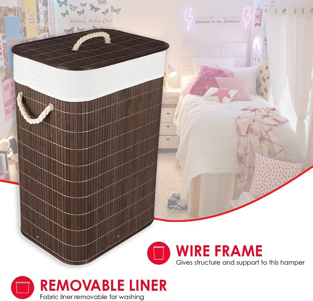 Bamboo Foldable Laundry Hamper - Techmanistan in Pakistan