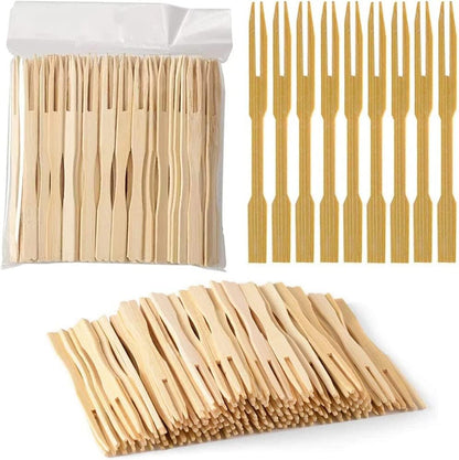 Bamboo Mini Tasting Forks Fruit Picks - Techmanistan in Pakistan