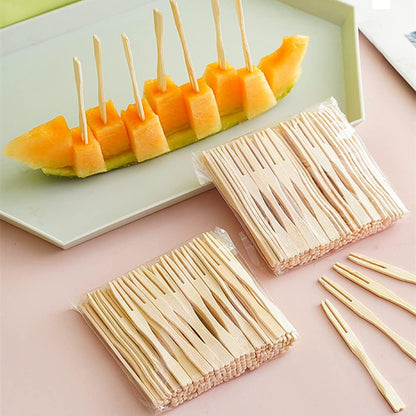 Bamboo Mini Tasting Forks Fruit Picks - Techmanistan in Pakistan