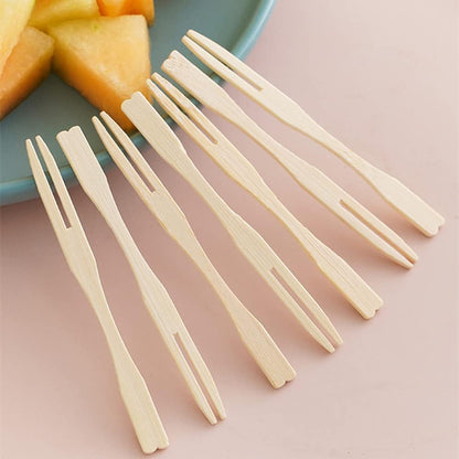 Bamboo Mini Tasting Forks Fruit Picks - Techmanistan in Pakistan