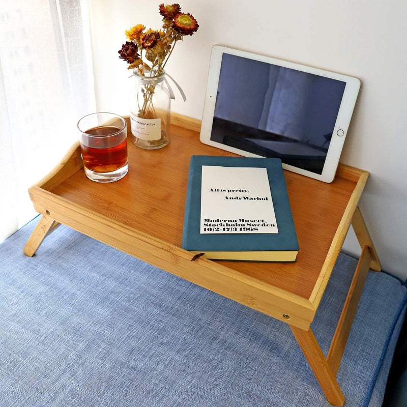 Bamboo Serving Tray with Folding Legs - Techmanistan in Pakistan