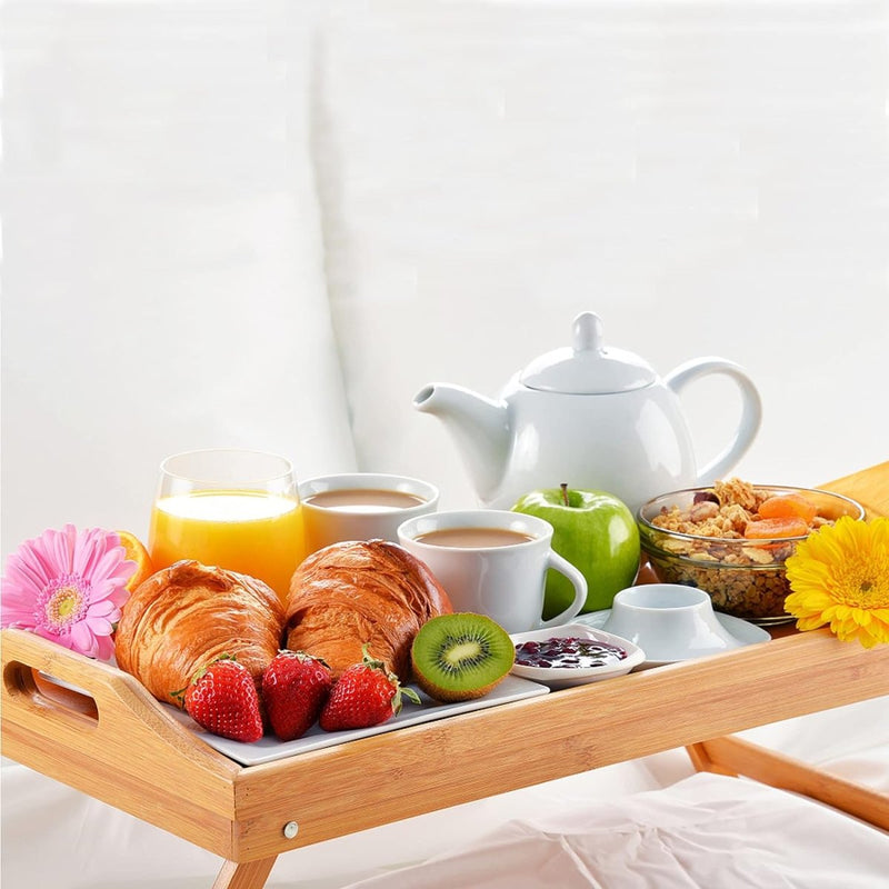Bamboo Serving Tray with Folding Legs - Techmanistan in Pakistan