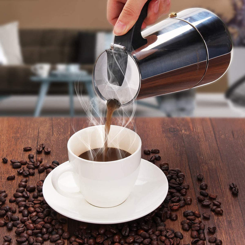 Stainless Steel Stovetop Espresso Maker Manual Coffee Maker Machine - 6 Cups/300ml, Stainless Steel Moka Pot Coffee Pot Portable Tea Maker Espresso Coffee Maker, Espresso Coffee Maker, Cappuccino Maker, Portable Coffee Maker, Coffee and Tea Maker My Store
