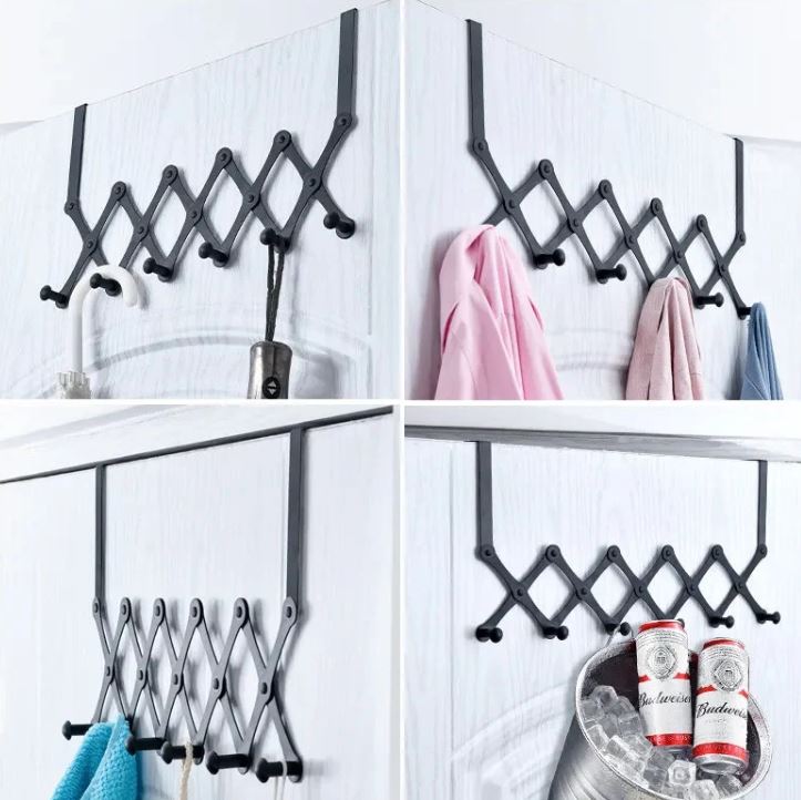 Retractable Over The Door Hook Organizer Rack