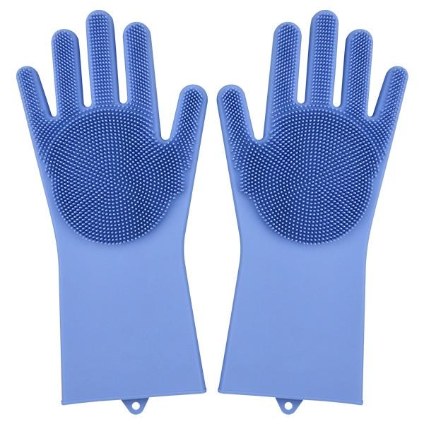 Magic Silicone Dishwashing Gloves 2 in 1 Wash Scrubber Household Supplies, Kitchen Tools for Dish Cleaning, Car Wash - 1 Pair My Store