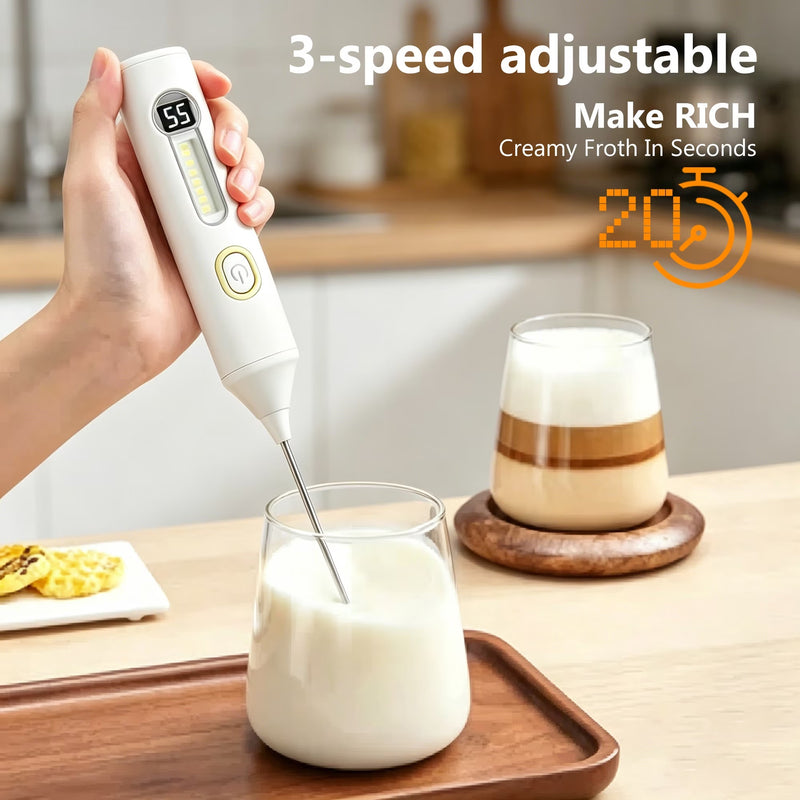 Digital Display Milk Frother with Built-in Light