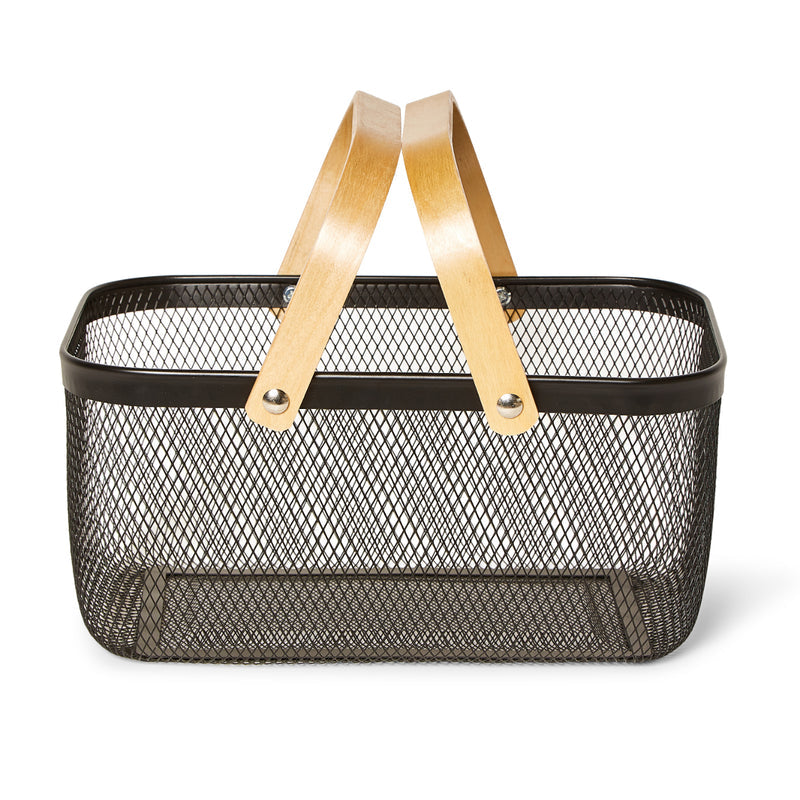 Metal Mesh Basket with Wooden Handle