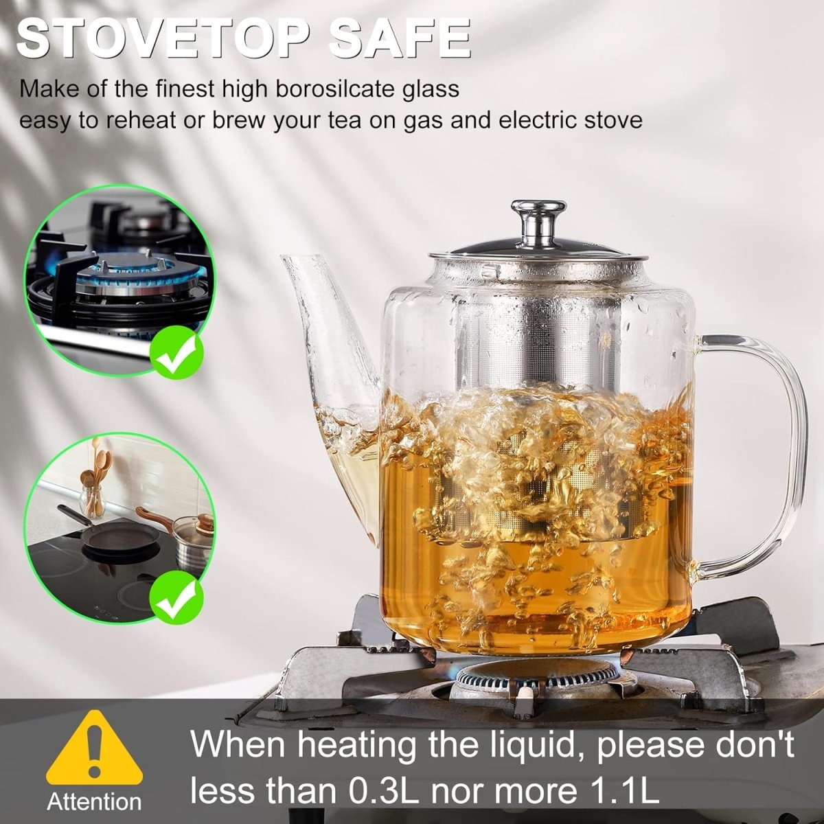 Borosilicate Glass Teapot with Stainless Steel Infuser - Techmanistan in Pakistan