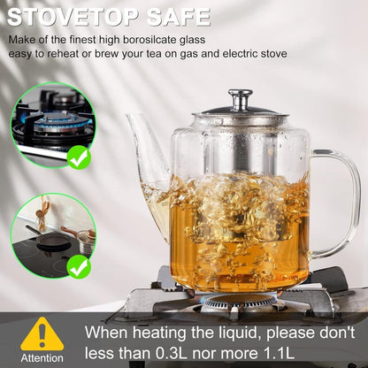 Borosilicate Glass Teapot with Stainless Steel Infuser - Techmanistan in Pakistan