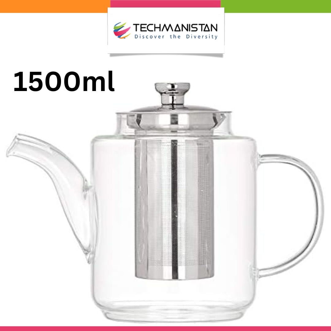 Borosilicate Glass Teapot with Stainless Steel Infuser - Techmanistan in Pakistan