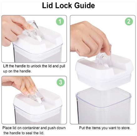 Set of 4 Airtight Food Storage Containers with Locks Lid