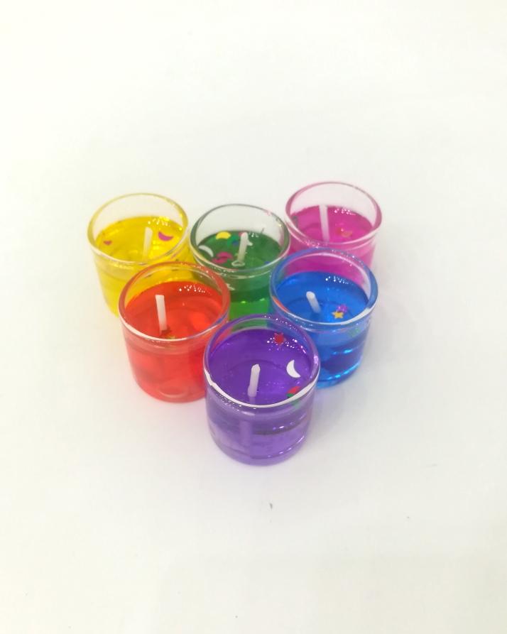 Pack of 6 - Colorful Gel Tealight Candles