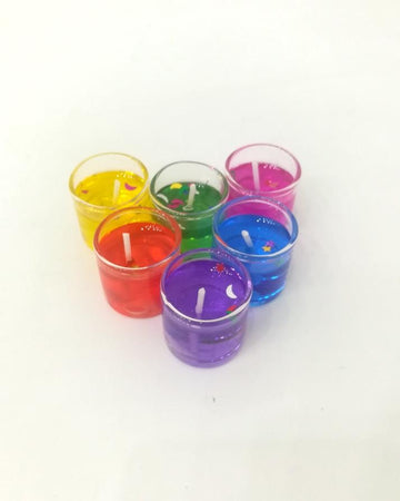 Pack of 6 - Colorful Gel Tealight Candles