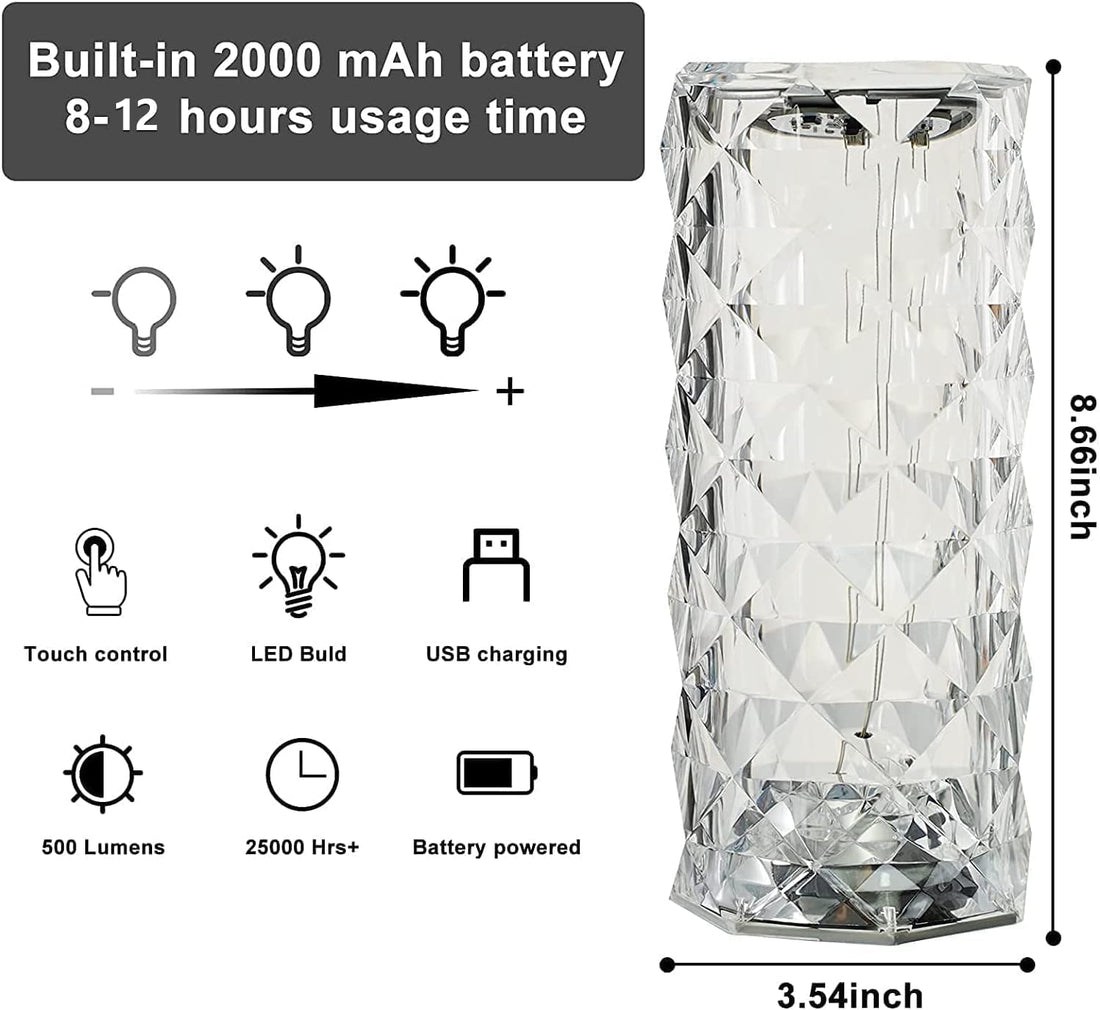 Color Changing USB Charging Crystal Touch Table Lamp