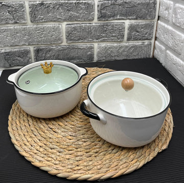 Mini Ceramic Pot With Handles & Glass Lid