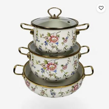6pcs High Quality American Style Ceramic Enamel Pot With Lids Techmanistan