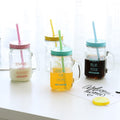 Mason Jar Glass Mug with Handle, Lid, and Straw Techmanistan