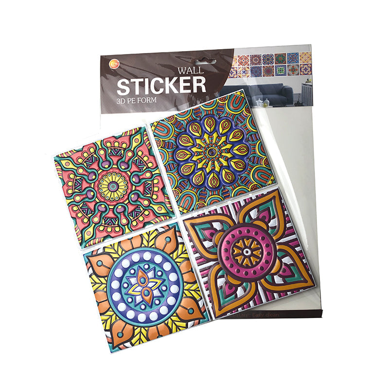 Pack of 4 - 3D Embossed Assorted Truck Art Themed Tiles Sticker (Each Sticker Size: 6x6 Inches) My Store