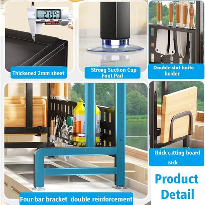 Stainless Steel Over The Sink Dish Drying Rack and Storage Shelf Techmanistan