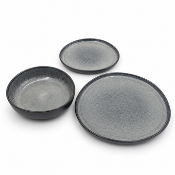Grey Textured Ceramic Dinnerware – Bowl or Serving Plate